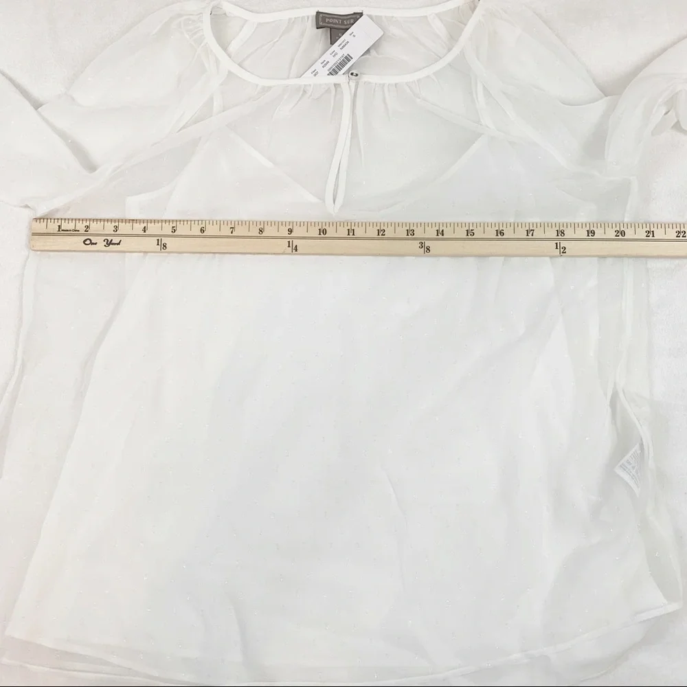 Point‎ Sur pin dot chiffon popover blouse